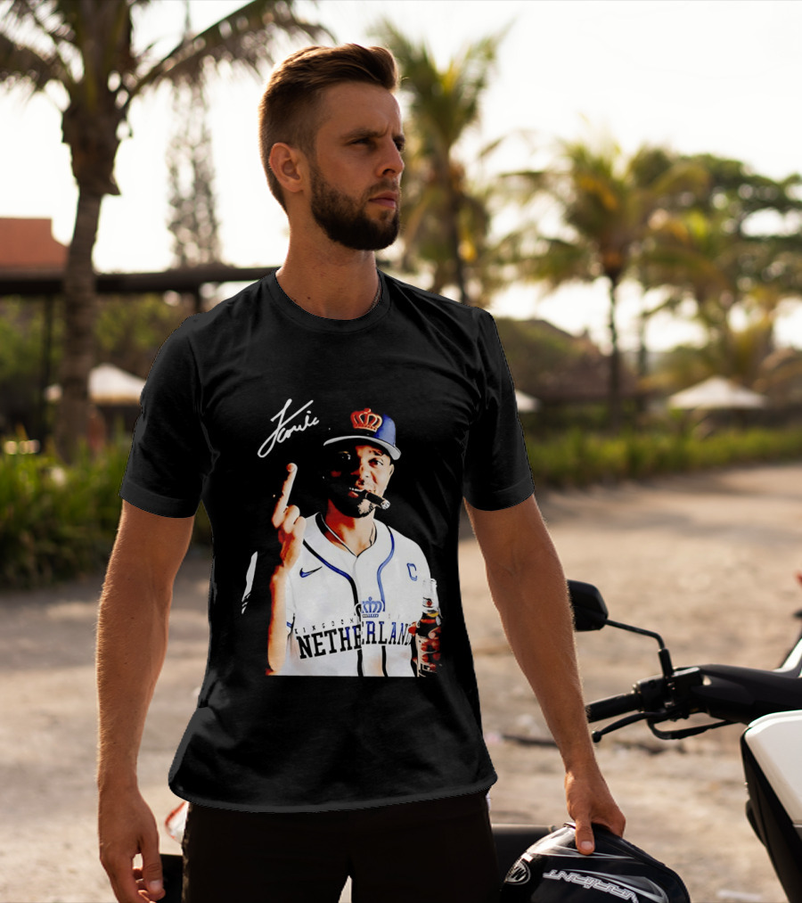 Xander Bogaerts Netherlands Baseball Smoking Gesture Middle Finger T-Shirt