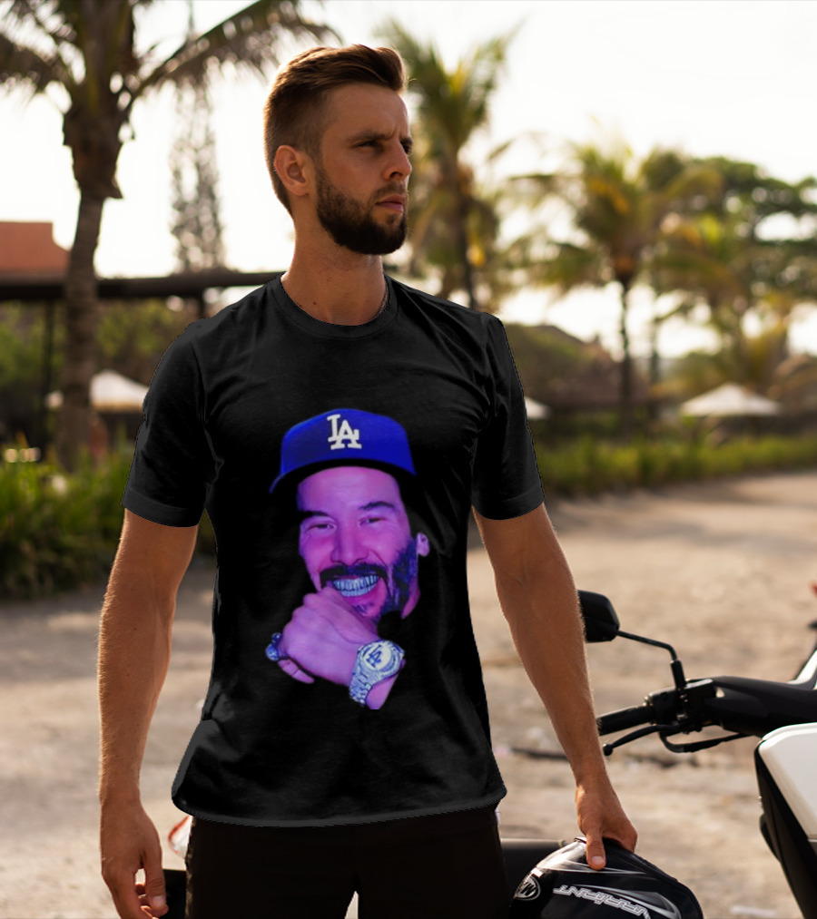 LA Dodgers Keanu Reeves Diamond Grill Bling T-Shirt
