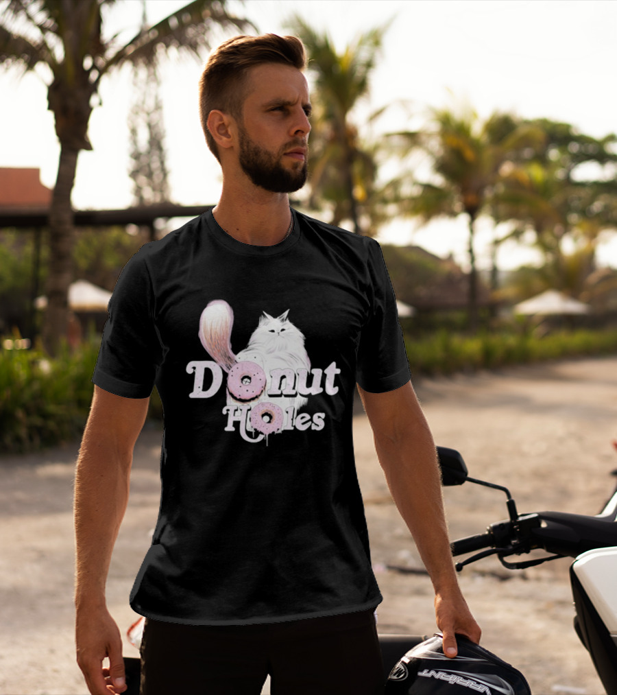 Donut Holes Cat Funny Cute Kitten With Pink Donuts T-Shirt
