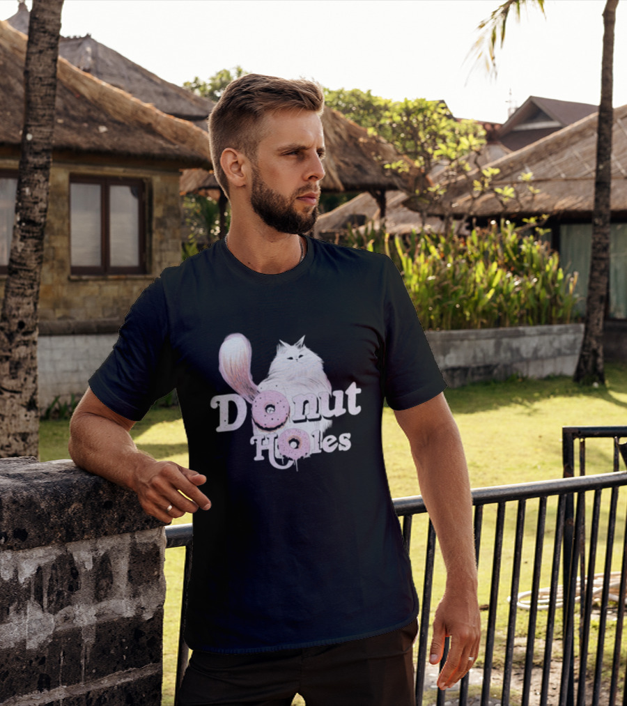 Donut Holes Cat Funny Cute Kitten With Pink Donuts T-Shirt