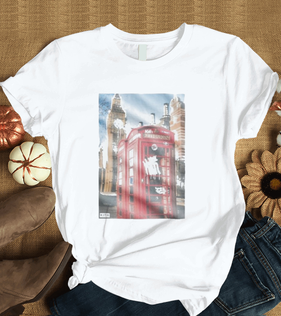 Kith London Red Telephone Box November 28th Tower Bridge Skyline Scene T-Shirt