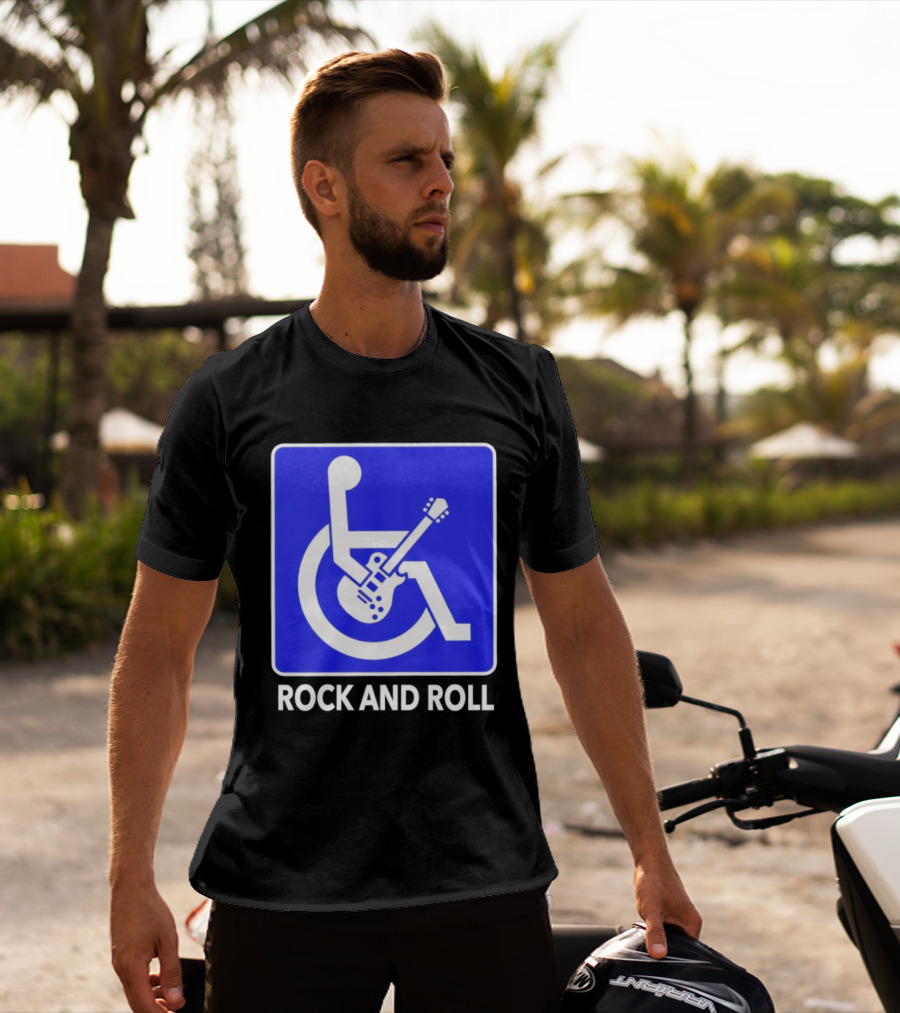 Rock And Roll Wheelchair Guitar Icon T-Shirt