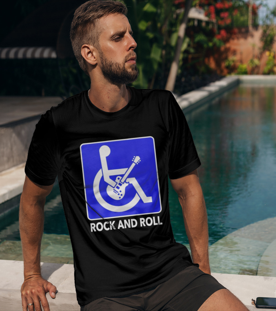 Rock And Roll Wheelchair Guitar Icon T-Shirt