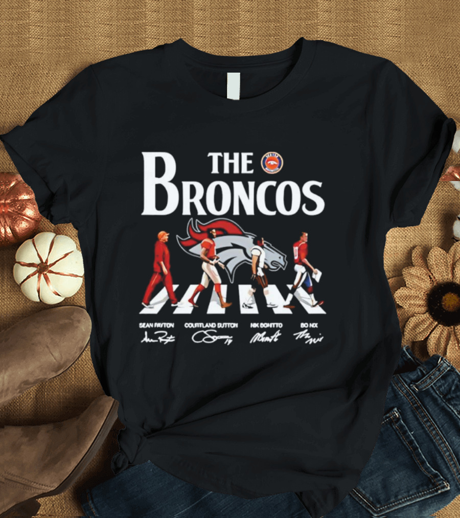 THE BRONCOS ABBEY ROAD WALK PLAYERS AUTOGRAPHS T-Shirt
