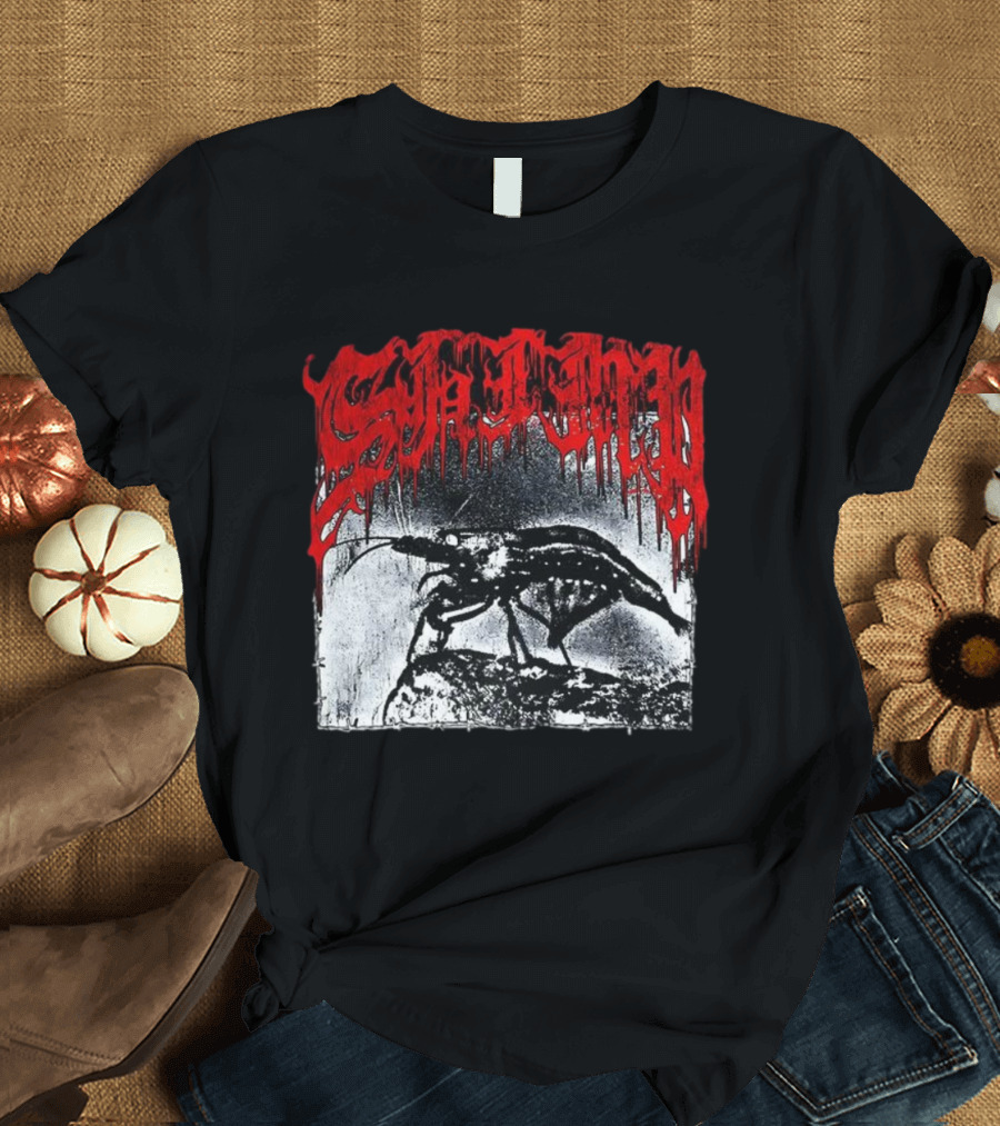 Death Metal Shrimp Lover Retro Horror Style T-Shirt