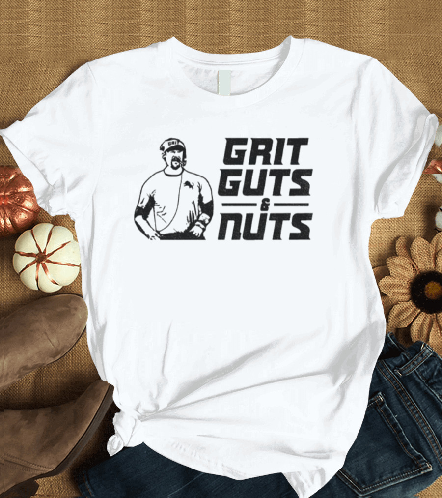 Grit Guts Nuts Dan Campbell Detroit Lions NFL Football Vintage Retro Style T-Shirt