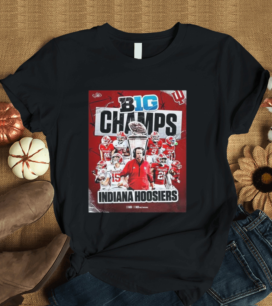 B1G Champs Indiana Hoosiers Football Team 2025 Victory T-Shirt