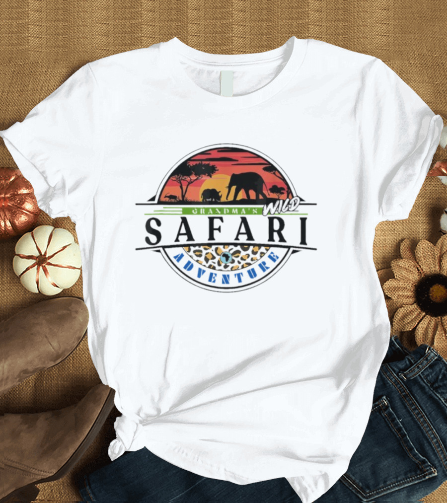 Grandma’s Wild Safari African Adventure Sunset Elephants Silhouette T-Shirt