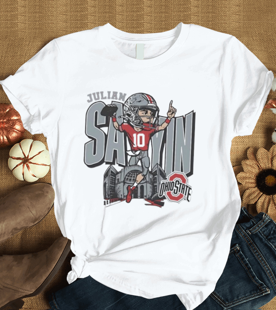 Julian Sayin Ohio State Buckeyes Football Number 10 College Sportswear T-Shirt
