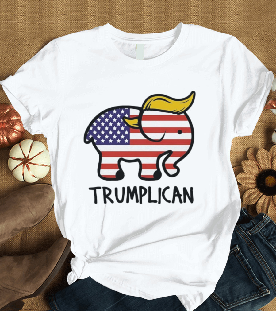 Trumplican Baby Onesie American Flag Elephant With Hair Style T-Shirt