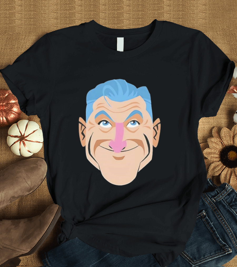 Craig Ferguson Big Head Cartoon Blue Hair Fun Illustration T-Shirt