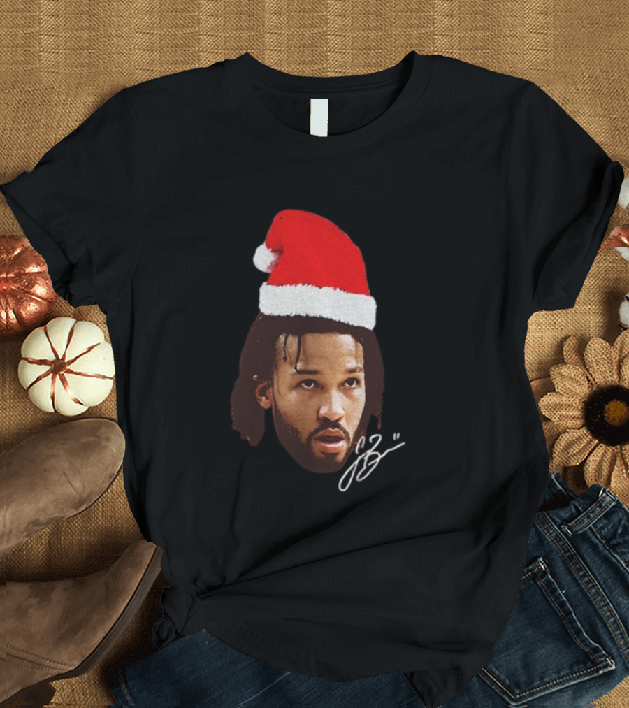 Jalen Brunson Santa Hat Ugly Christmas Signature JB2 T-Shirt