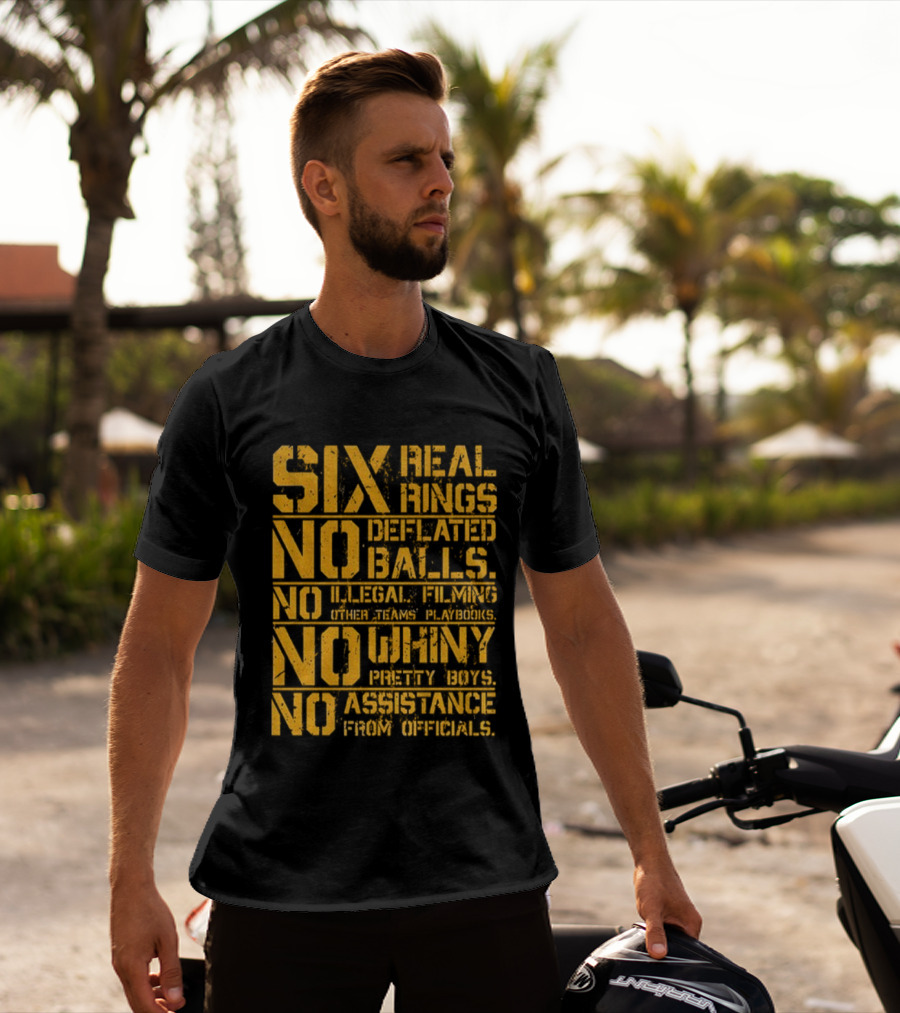 Pittsburgh Steelers Six Real Rings No Deflated Balls No Illegal Filming No Shinny Mystery Substances T-Shirt