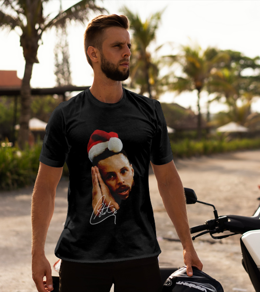 Sleeping Santa Hat Steph Curry Night Night Signature T-Shirt