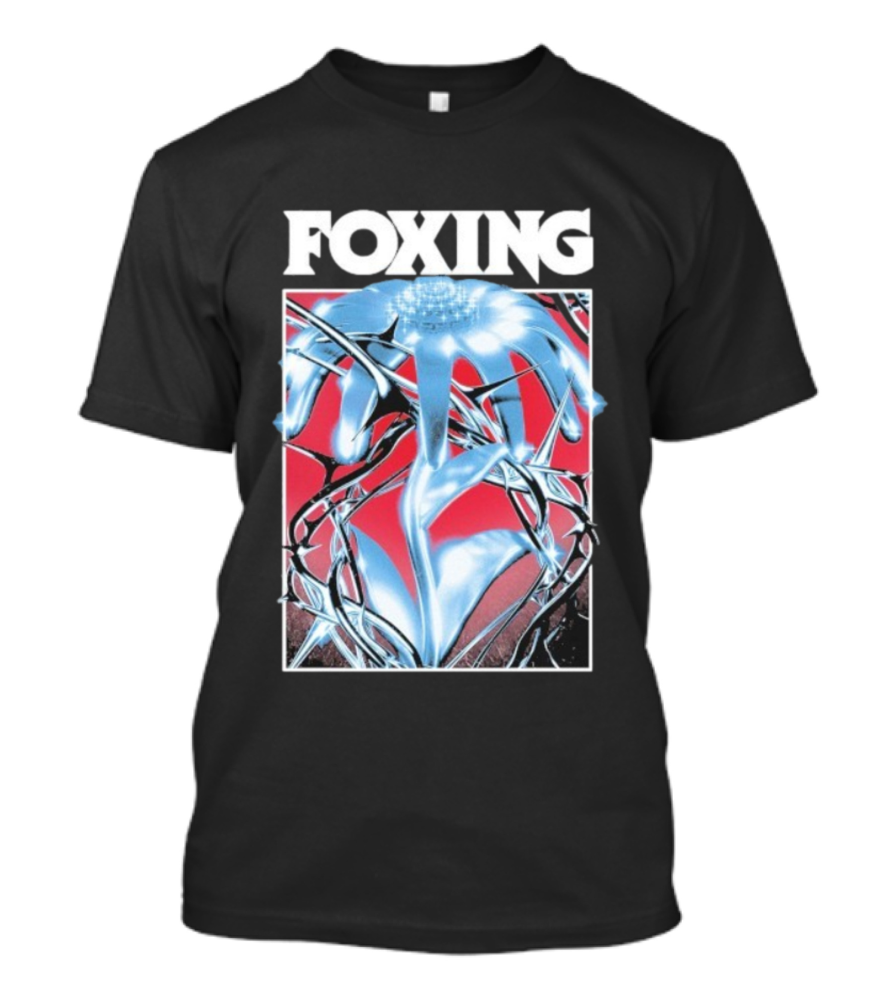 Foxing Chrome Bloom Metallic Floral Art T-Shirt
