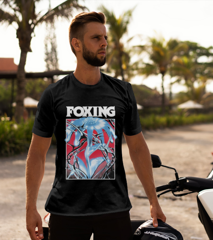 Foxing Chrome Bloom Metallic Floral Art T-Shirt