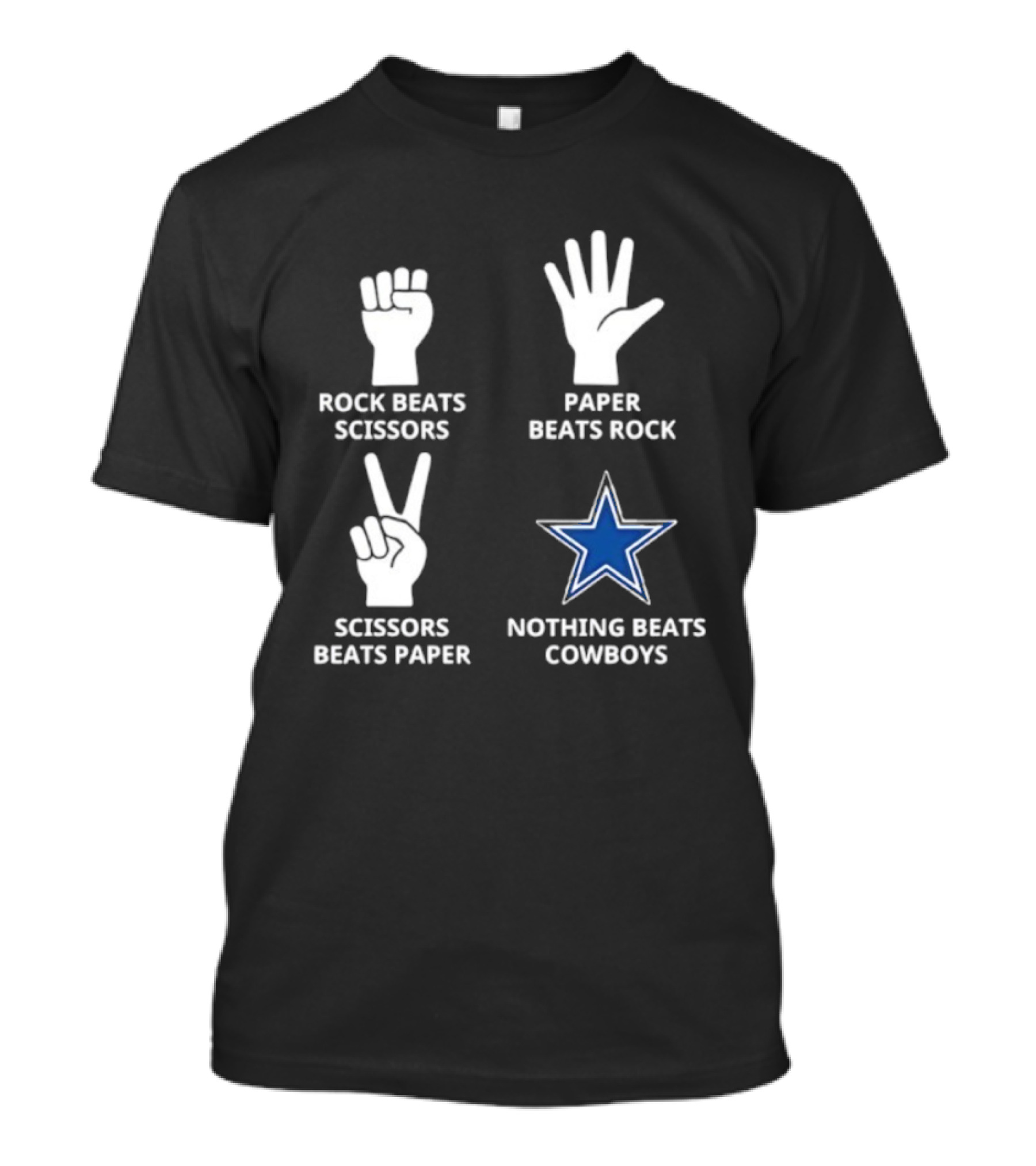 Rock Beats Scissors Paper Beats Rock Scissors Beats Paper Nothing Beats Cowboys T-Shirt