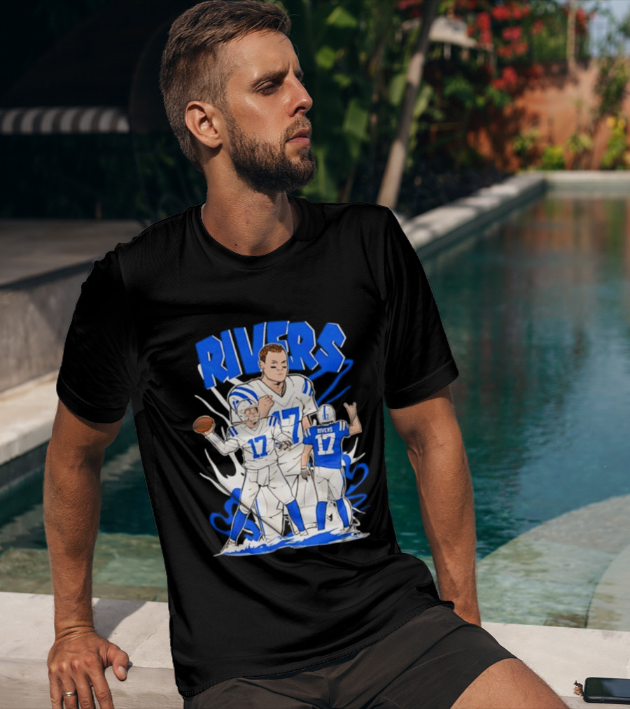Philip Rivers 17 Indianapolis Colts Cartoon Football Player Art T-Shirt