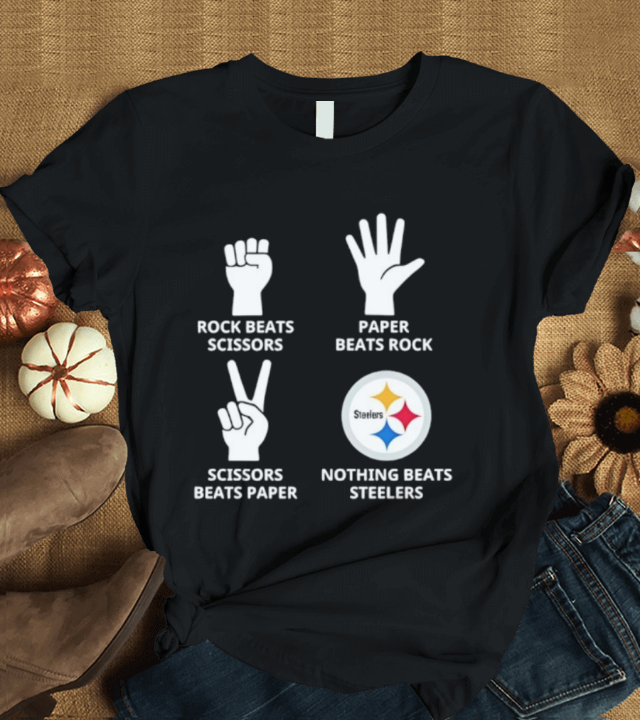 Pittsburgh Steelers Rock Paper Scissors Nothing Beats Steelers Logo T-Shirt