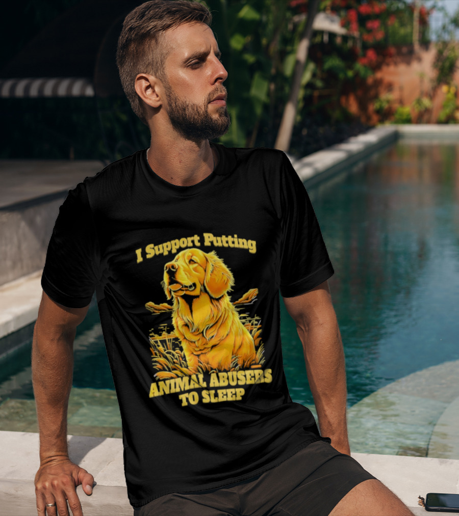 Golden Dog I Support Putting Animal Abusers To Sleep Image T-Shirt