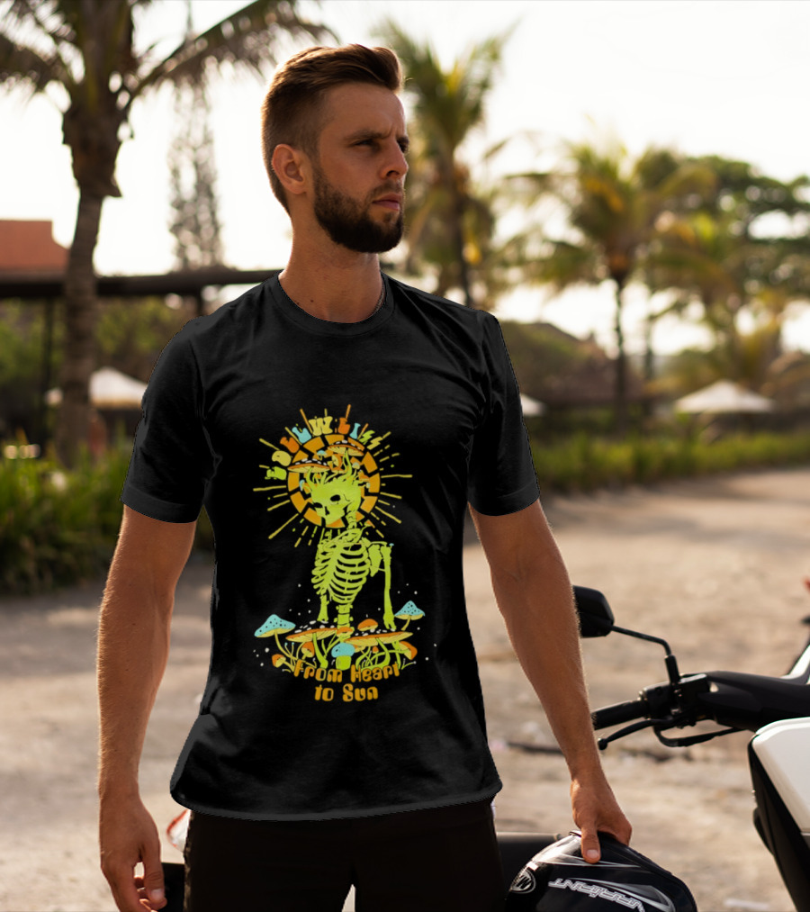 Skeleton Edelweiss From Heart To Sun Mushrooms Sunburst T-Shirt