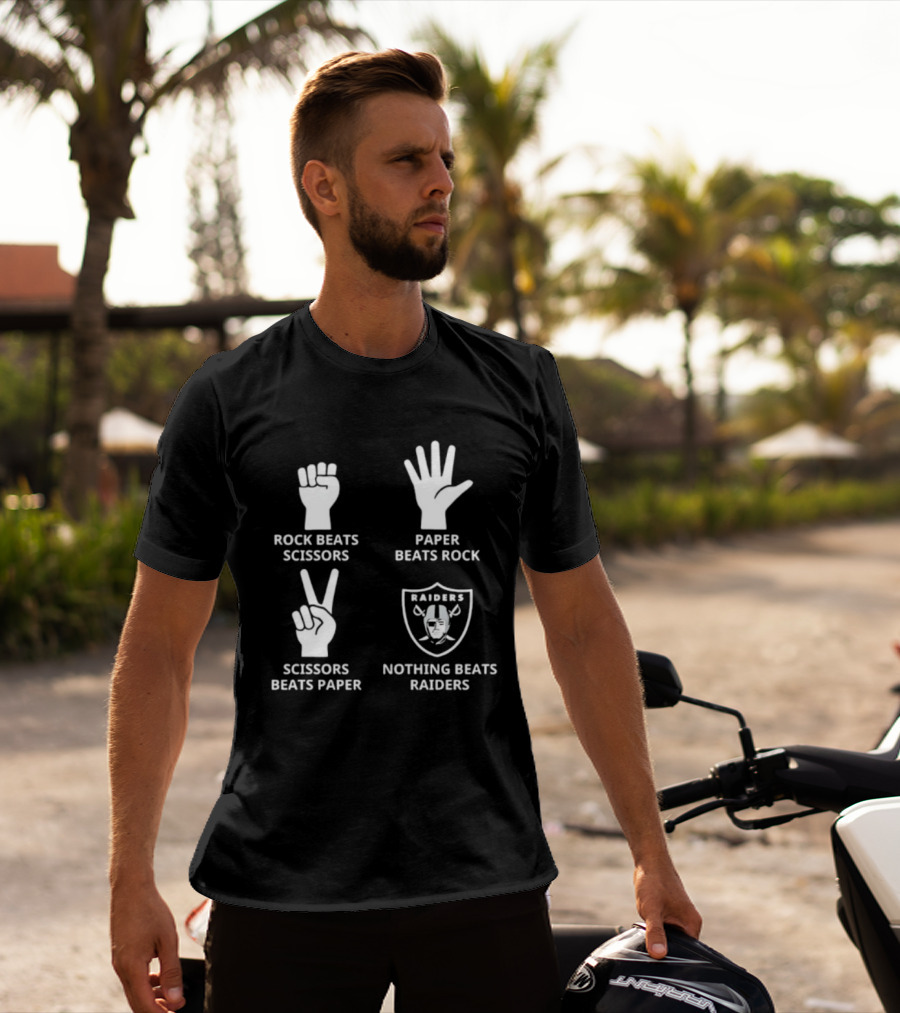 Las Vegas Raiders Nothing Beats Rock Paper Scissors Raiders Logo T-Shirt