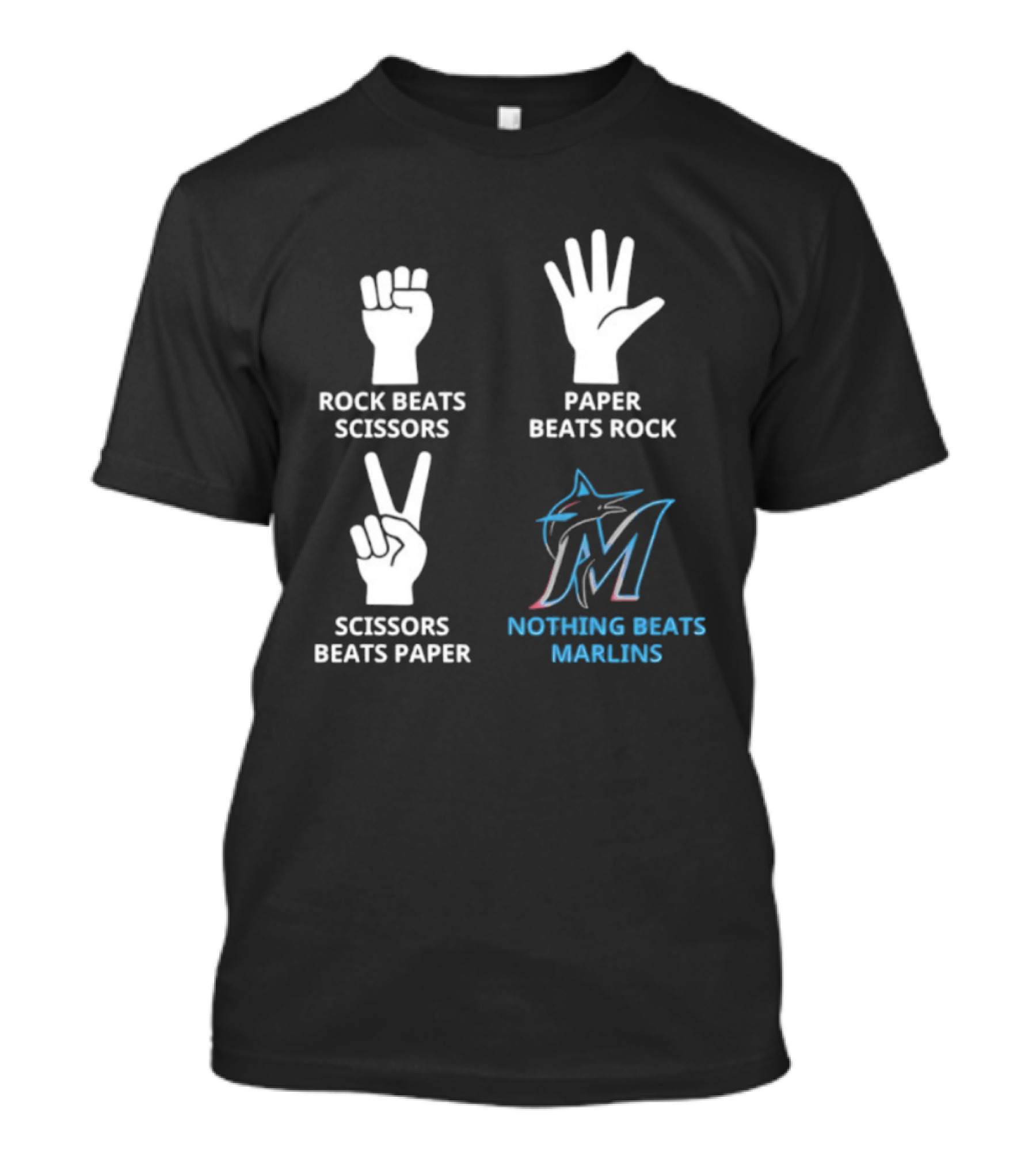 Rock Paper Scissors Marlins Nothing Beats Miami T-Shirt