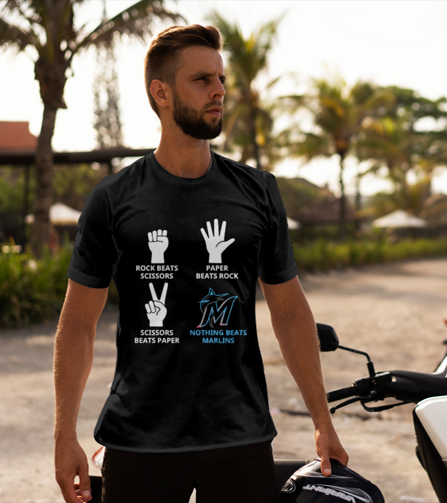 Rock Paper Scissors Marlins Nothing Beats Miami T-Shirt