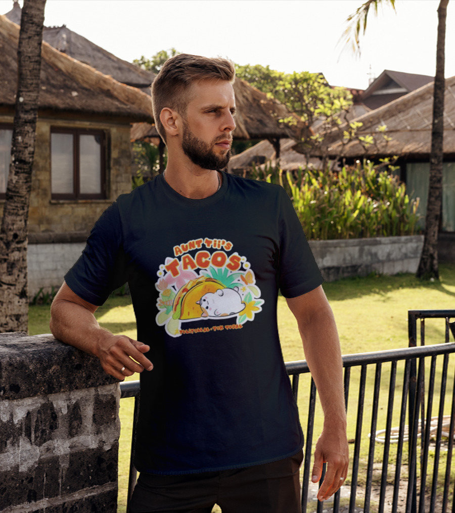 Final Fantasy FFXIV Fan Fest 2026 Aunt Tii’s Tacos Tuliyollal Yok Tural Playful Taco And Floral Design T-Shirt