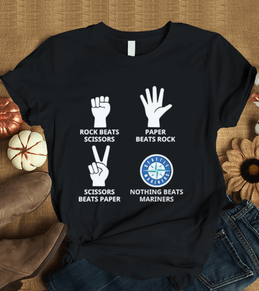 Seattle Mariners Rock Paper Scissors Nothing Beats Mariners T-Shirt