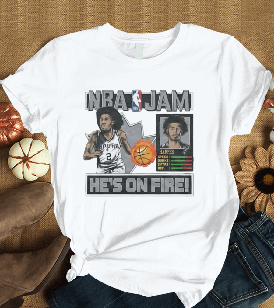NBA Jam Harper San Antonio Spurs He's On Fire Basketball T-Shirt