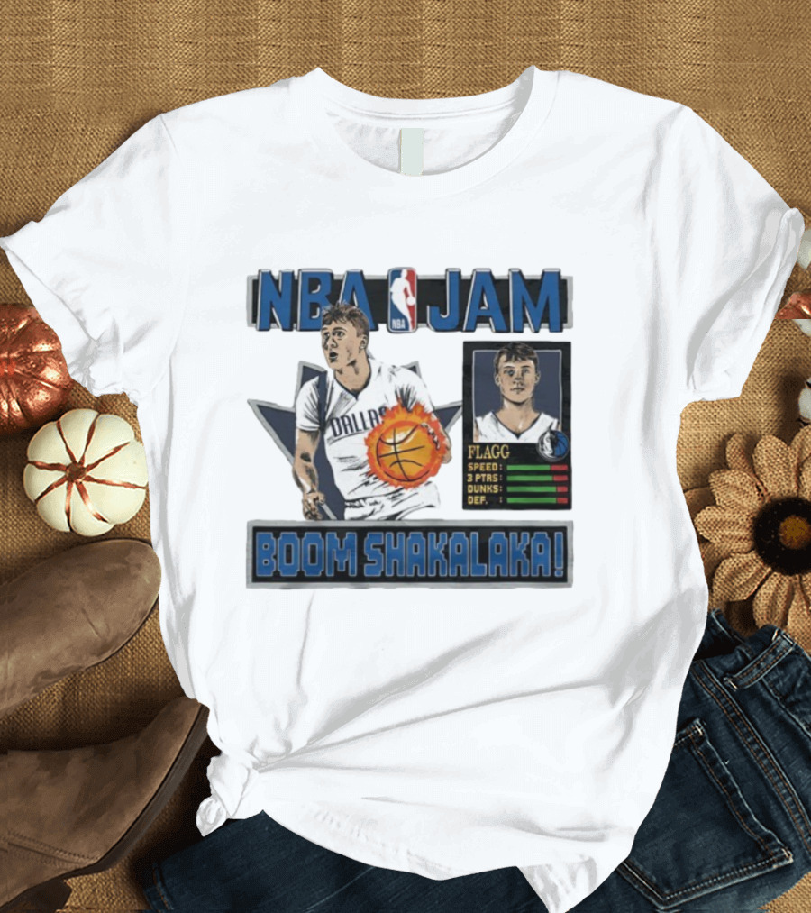 NBA Jam Dallas Mavericks Cooper Flagg Basketball Boom Shakalaka T-Shirt