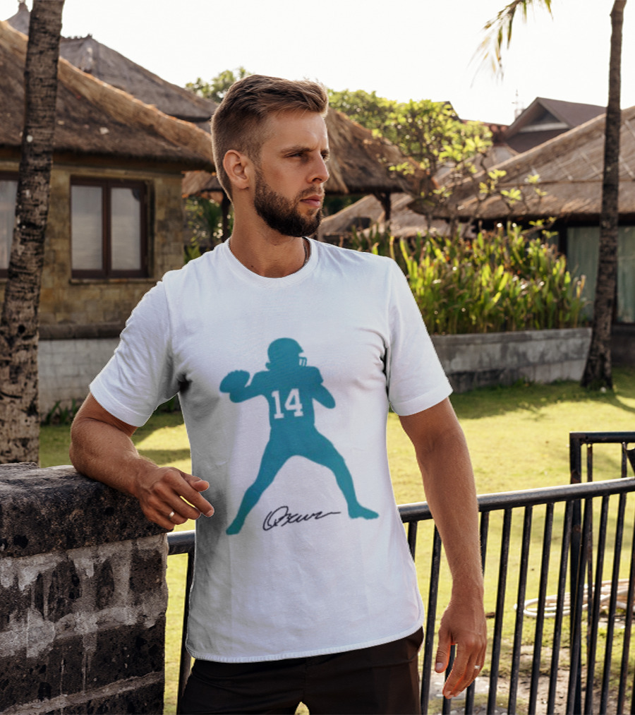 Quinn Ewers Number 14 Football Player Silhouette T-Shirt