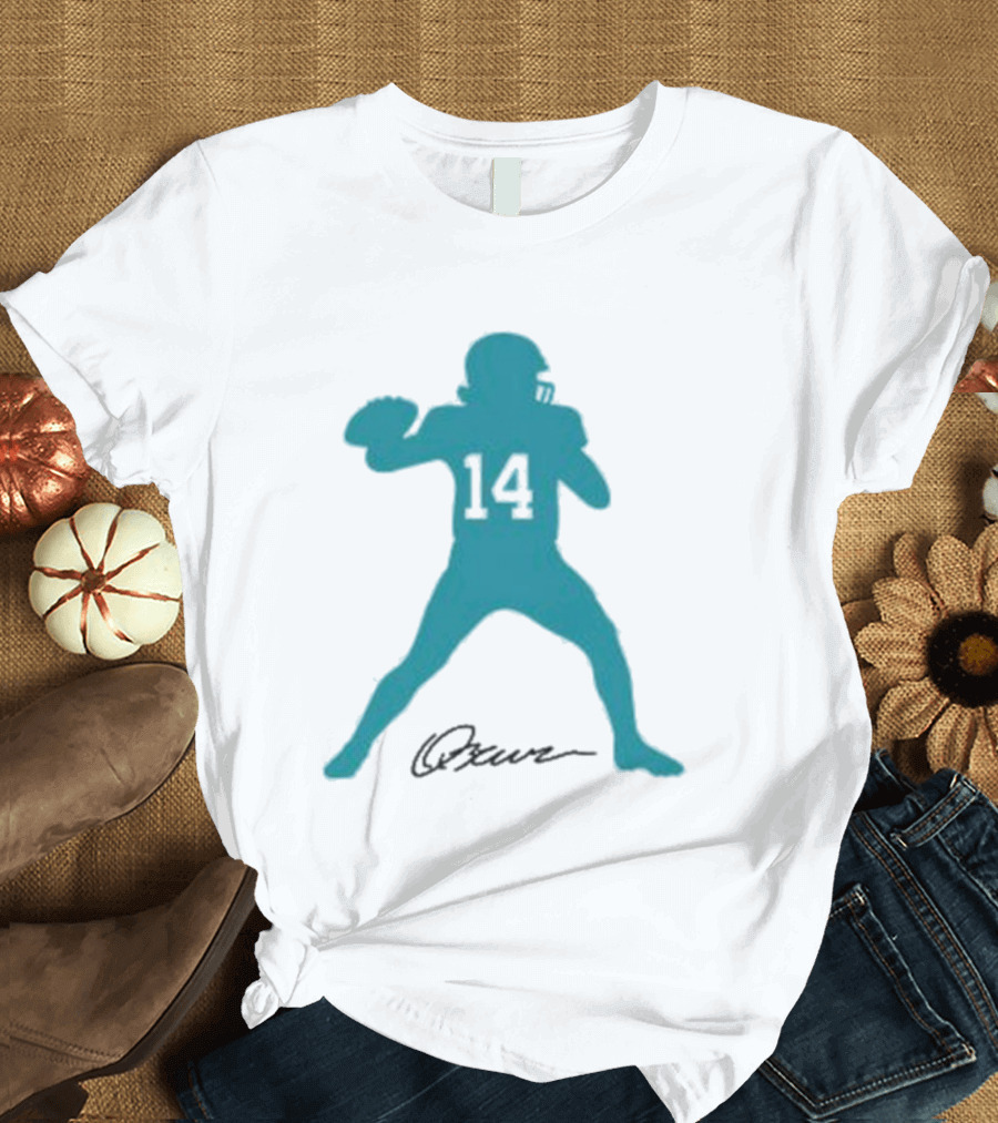Quinn Ewers Number 14 Football Player Silhouette T-Shirt