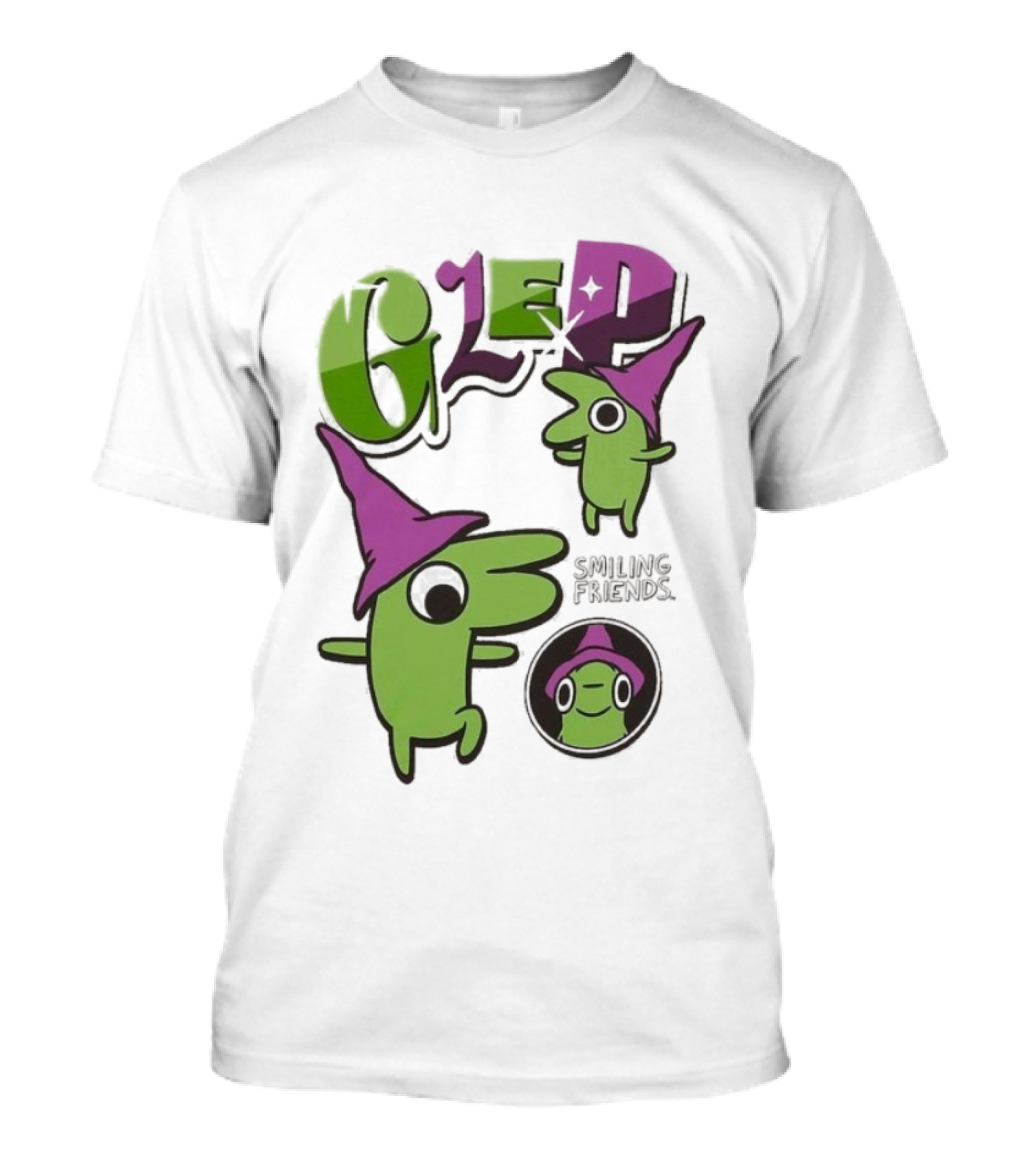 Smiling Friends Glep Green Character With Purple Hat T-Shirt