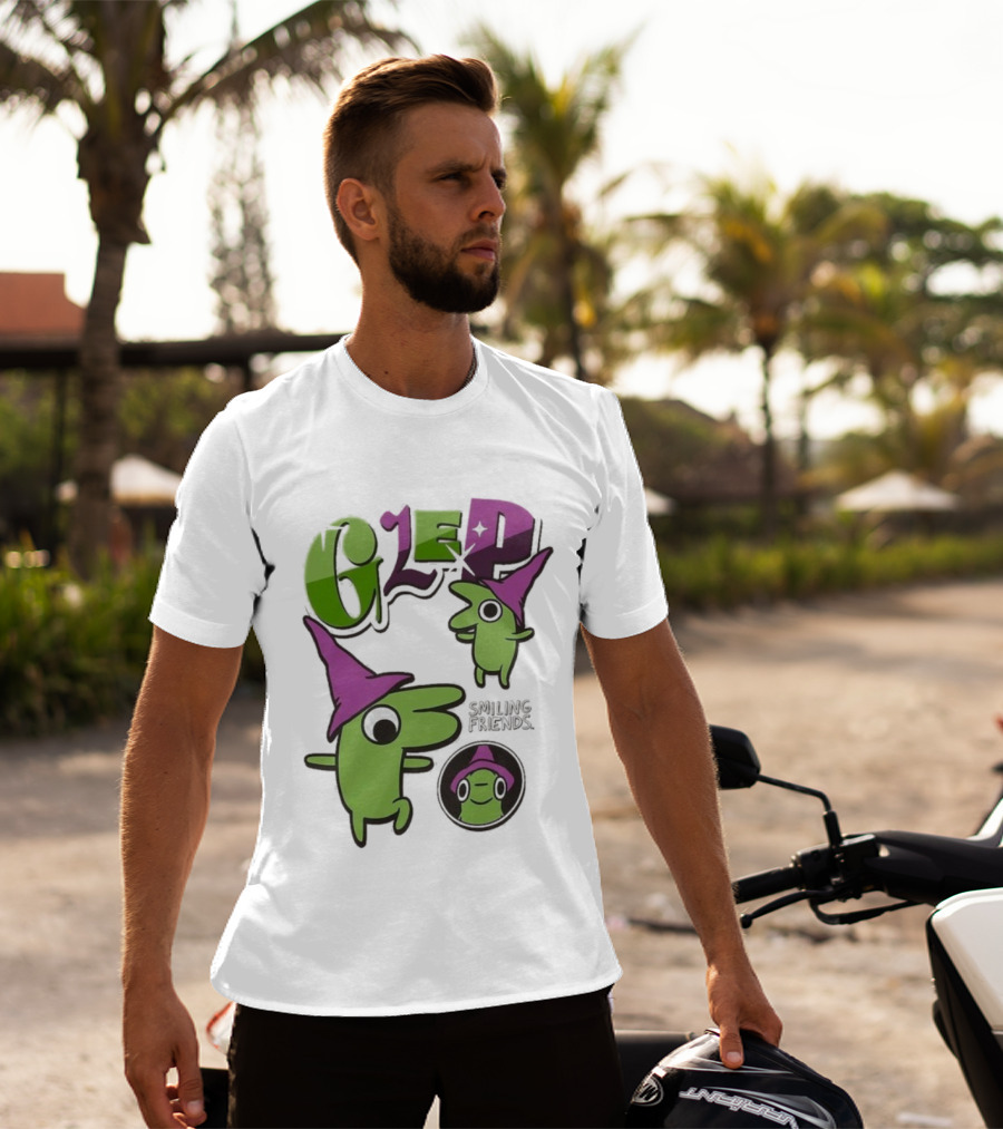 Smiling Friends Glep Green Character With Purple Hat T-Shirt