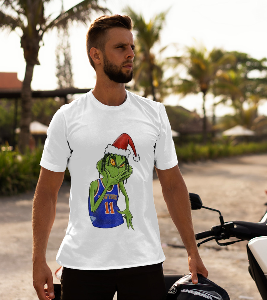 Grinch Santa Jalen Brunson New York Knicks NBA Basketball Christmas T-Shirt