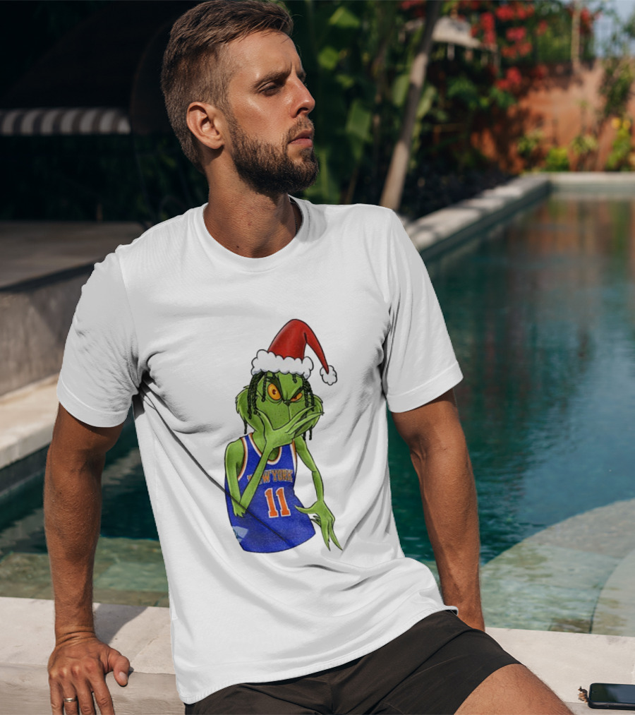 Grinch Santa Jalen Brunson New York Knicks NBA Basketball Christmas T-Shirt