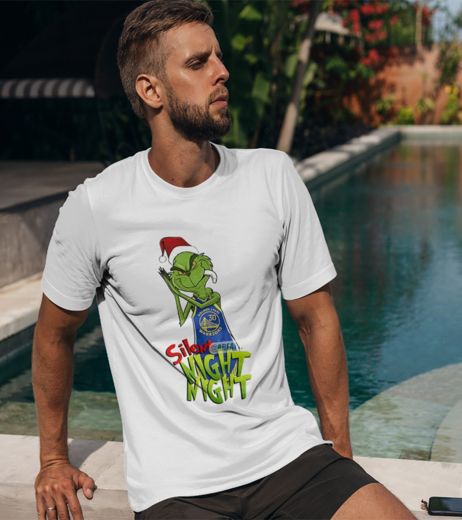 Silent Night Grinch Santa Stephen Curry Golden State Warriors NBA Christmas T-Shirt