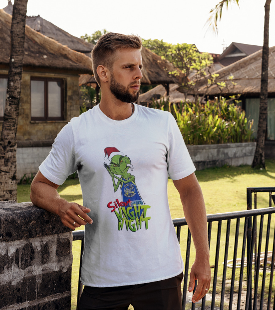 Silent Night Grinch Santa Stephen Curry Golden State Warriors NBA Christmas T-Shirt