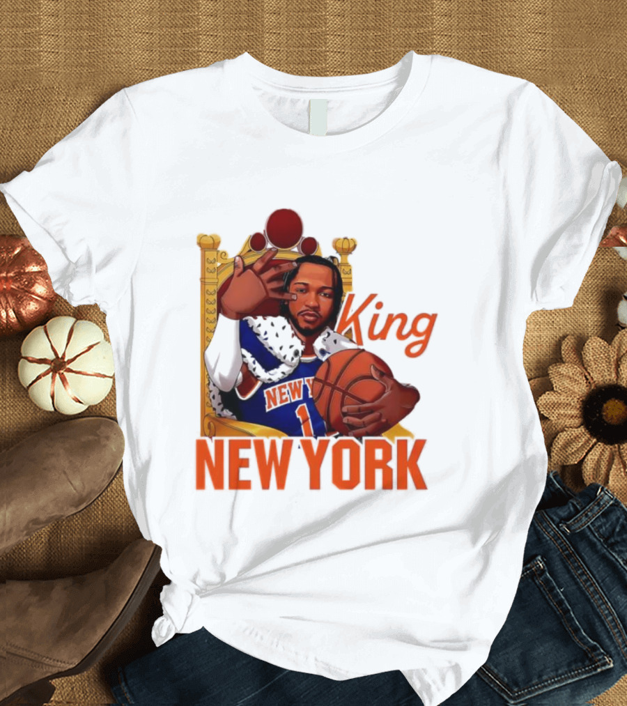 Jalen Brunson King New York Knicks Basketball Throne T-Shirt