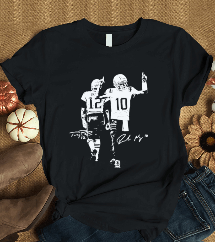 Tom Brady Drake Maye 12 10 New England Football Signatures T-Shirt
