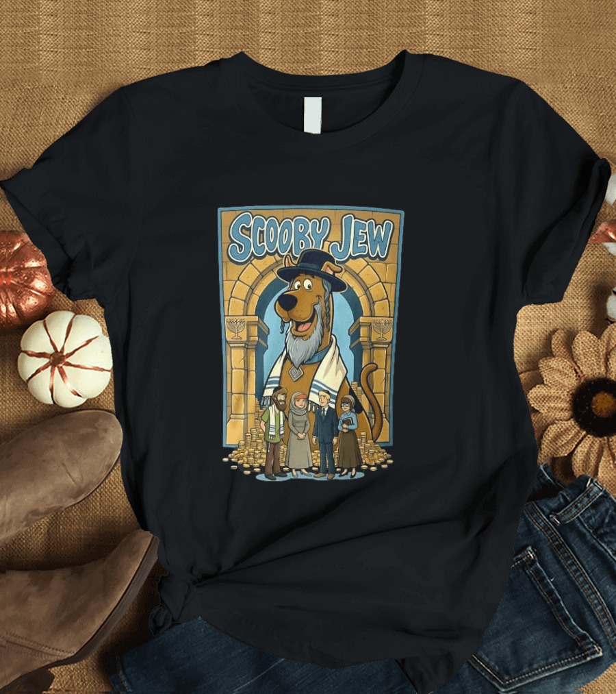 Scooby Jew Meme Cartoon Style With Rabbi Symbols And Characters T-Shirt
