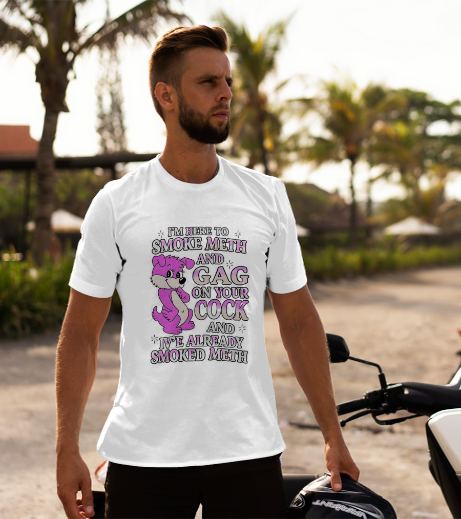 I'm Here To Smoke Meth Gag On Your Cock Pink Dog T-Shirt