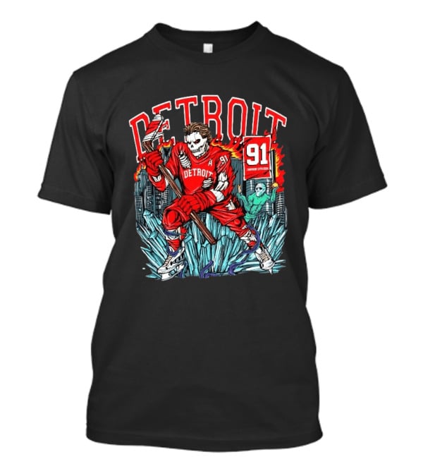 Detroit Red Wings Skeleton Hockey Player 91 January 17th 2026 T-Shirt