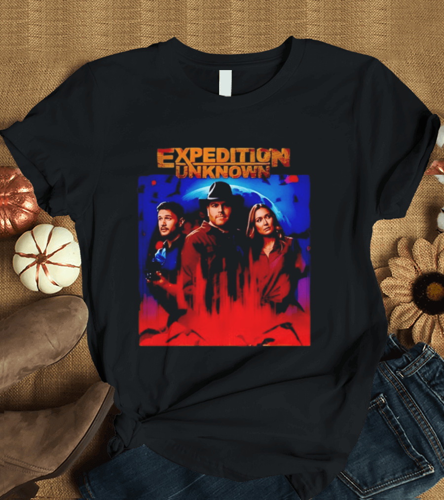 Expedition Unknown Cast In Bold Red And Blue Adventure T-Shirt