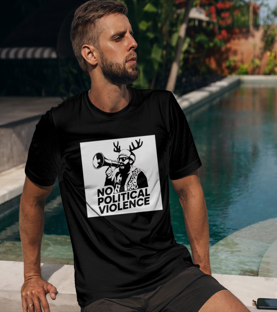 No Political Violence Antler Activist With Megaphone T-Shirt