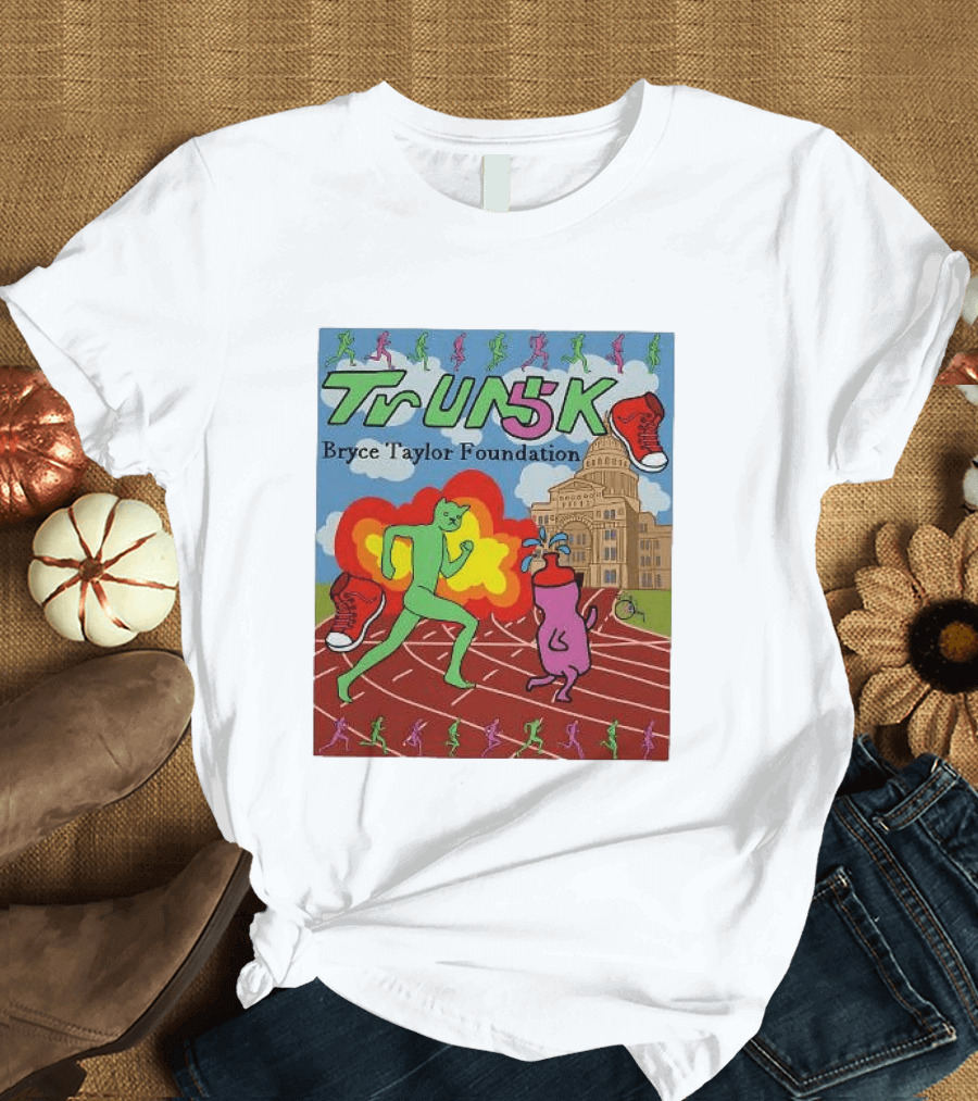 TrUNK 5k Bryce Taylor Foundation Colorful Cartoon Characters Racing T-Shirt