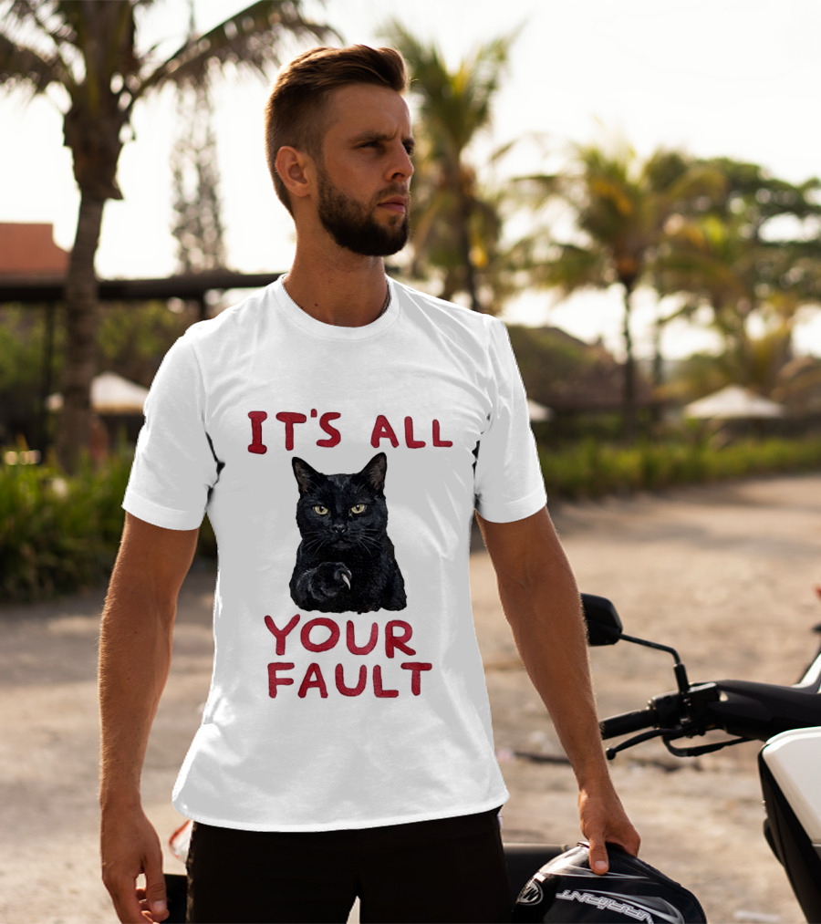 It's All Your Fault Black Cat Accusation T-Shirt