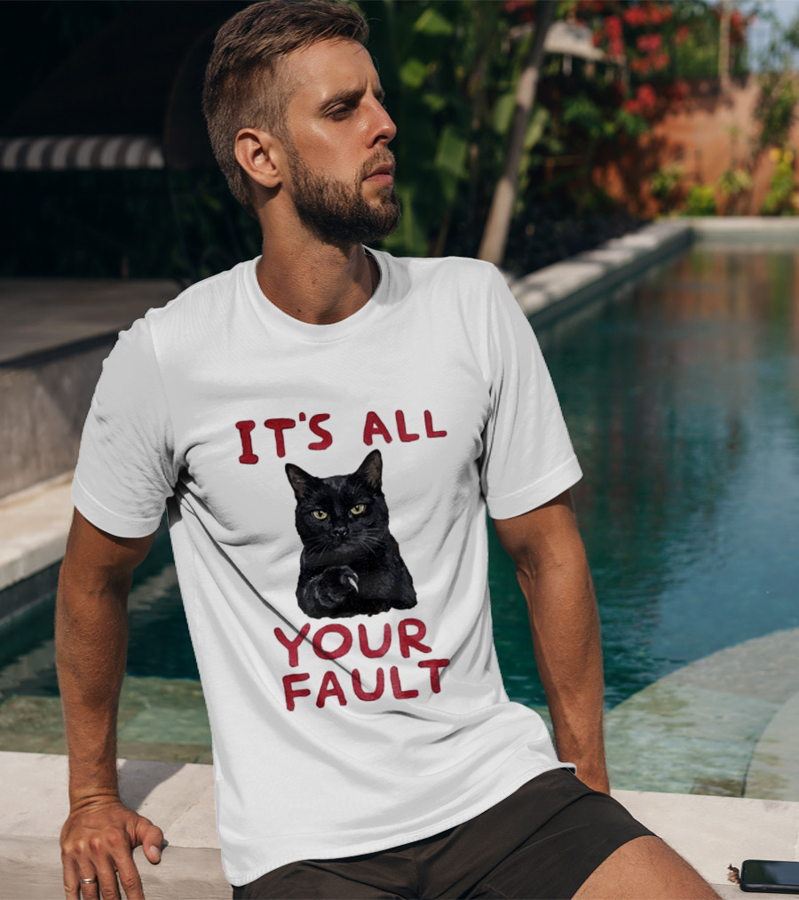 It's All Your Fault Black Cat Accusation T-Shirt